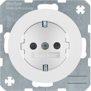 Berker 41232089 Schutzkontakt-Steckdose mit erhöhtem Berührungsschutz und Schraubliftklemmen, R.1/R.3, polarweiß glänzend