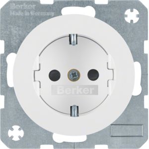 Berker 41232089 Schutzkontakt-Steckdose mit erhöhtem Berührungsschutz und Schraub-Liftklemmen R.1/R.3/R.8 polarweiß glänzend