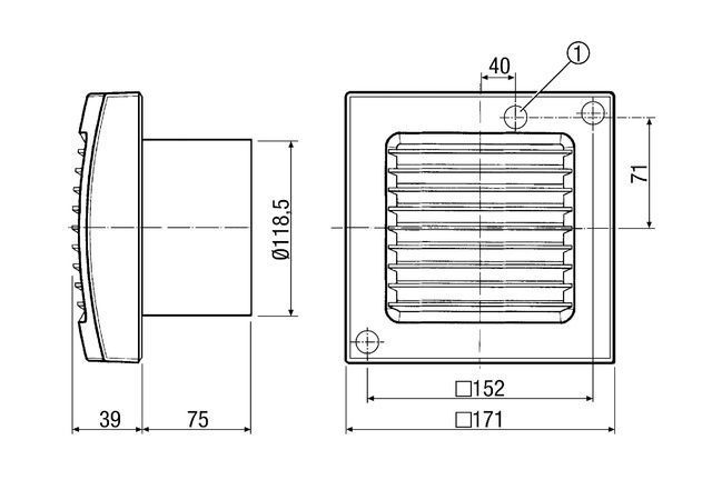 Maico ECA 120 F Lüfter mit Lichtsensor, Rohr-Ø120mm