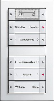 Gira 214503 Wippenset 5-fach Plus (2+3) mit Beschriftungsfeld, System 55, Klar/reinweiß glänzend