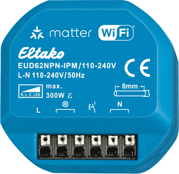 Eltako 30062007 Universal-Dimmaktor IP über WiFi EUD62NPN-IPM/110-240V, Matter-zertifiziert, REST-API, bis 300W