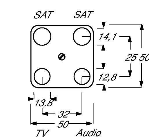 Busch-Jaeger 1743-04-212 Zentralscheibe TV/SAT, 4-fach, für Antennensteckdosen der Fa. Hirschmann, 50 x 50 mm, weiß glänzend, Busch-Duro 2000 SI