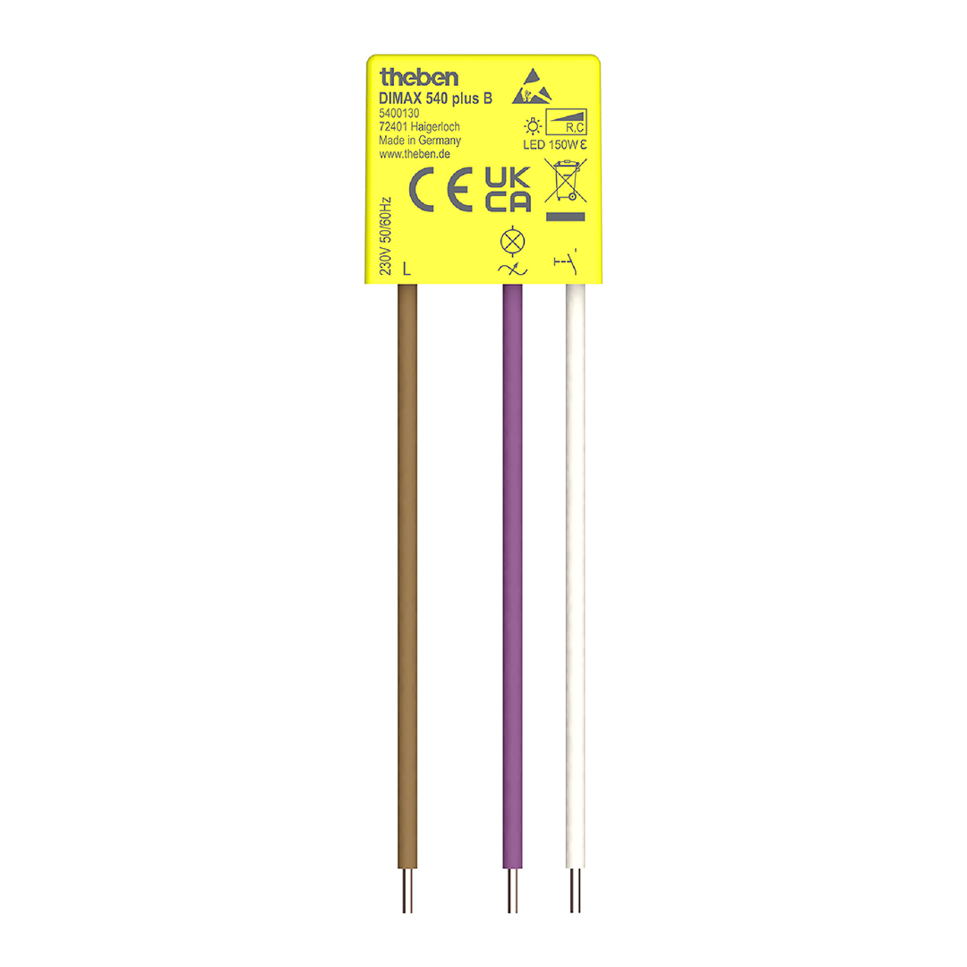 Theben 5400130 DIMAX 540 plus B Mini Unterputz Dimmer, benötigt keinen Neutralleiter/Nullleiter, Altbau, Nachrüstung, Renovierung, 100 m Kabellänge, Memory Funktion, einstellbare Mindesthelligkeit