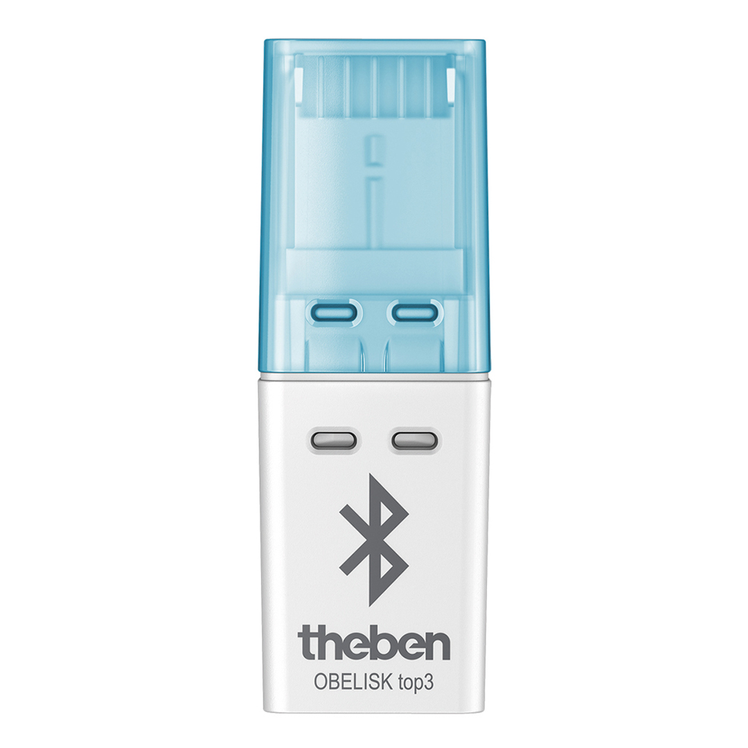 Theben 9070130 Bluetooth OBELISK top3 Bluetooth Low-Energy Dongle für digitale Zeitschaltuhren top3. Übertragung von Zeitschaltprogrammen und Direktbefehlen, manipulationssicher, App, top3 Geräte
