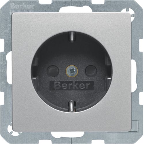 Berker 47236084 Schutzkontakt-Steckdose mit erhöhtem Berührungsschutz, Q.x, aluminium samt