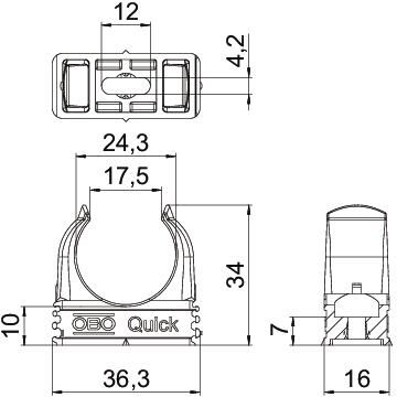 OBO Bettermann 2955/ M25 OBO-Quick-Schelle M25, 100-Stück, lichtgrau