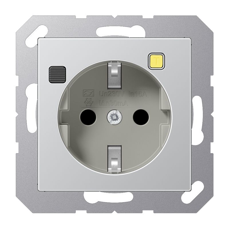 Jung A5520.30AL FI-Schutzkontakt-Steckdose (RCD) 30 mA, Serie A, aluminium