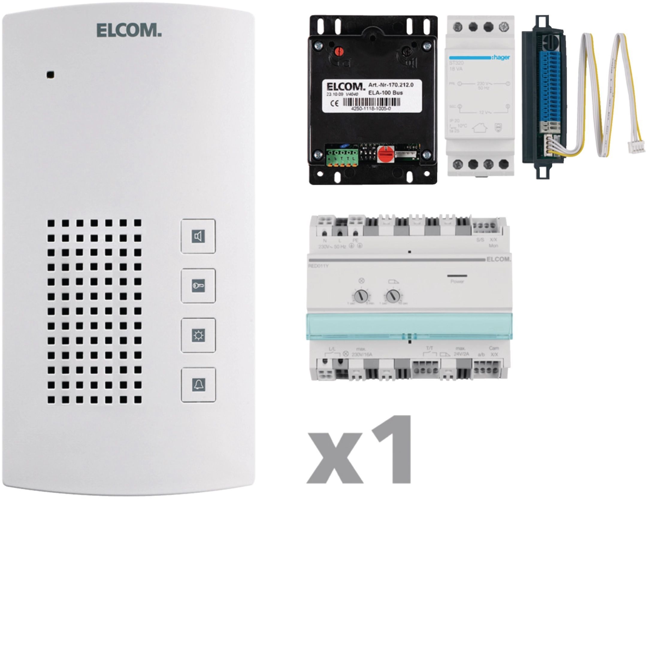 Elcom 1001801 AudioKit 1 Teilnehmer, i2Audio, weiß, BFT-200