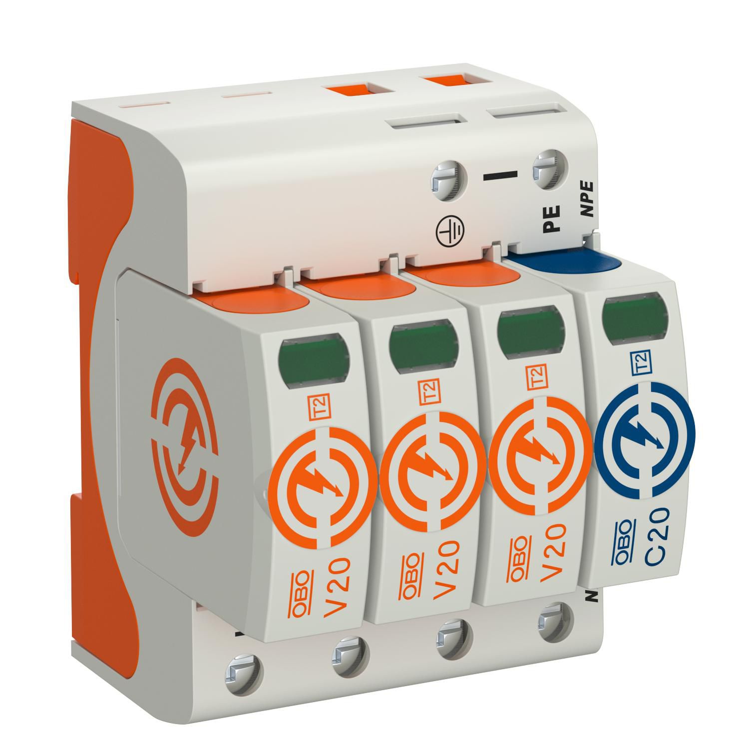 OBO Bettermann 5095253 Überspannungsableiter V20, 3-polig+NPE 280 V