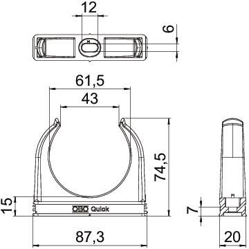 OBO Bettermann 2955/ M63 OBO-Quick-Schelle M63, 20-Stück, lichtgrau
