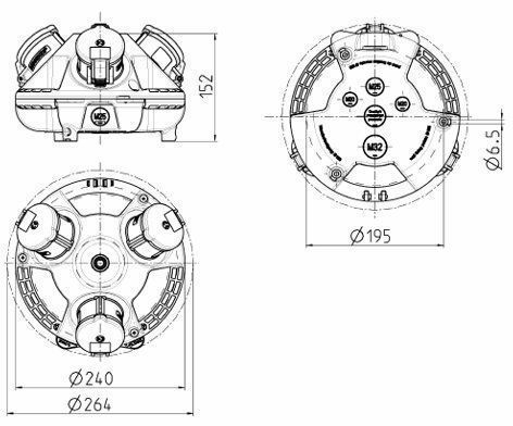 Mennekes 94355GE 3KRAFT Steckdosen-Kombination, IP20, 1x CEE 16A, 5p, 1x Schutzkontakt, 1x RJ45 2-fach