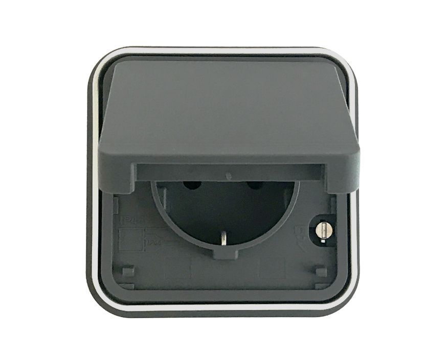 Berker 47063525 Schutzkontakt-Steckdose mit Klappdeckel, W.1, anthrazit