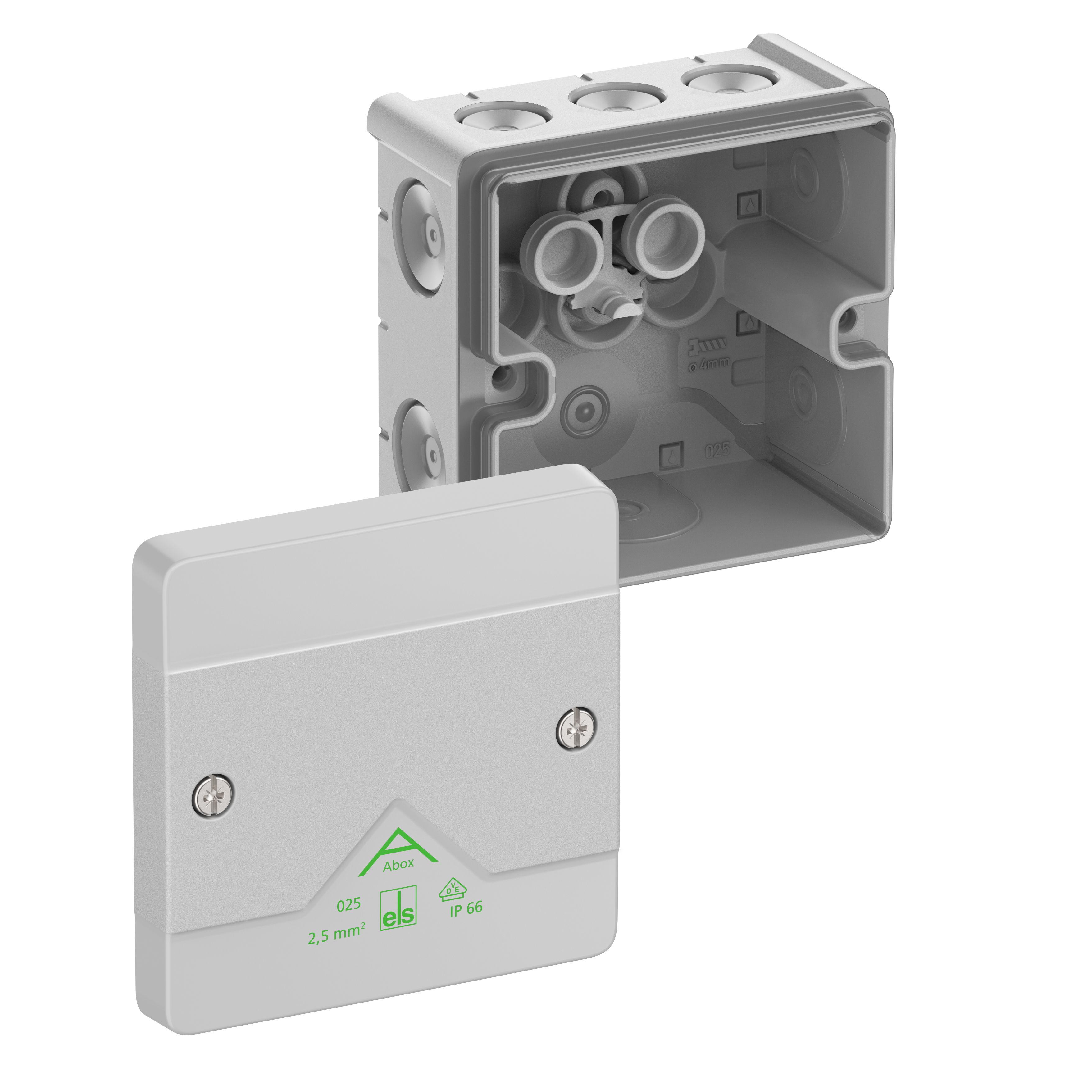Spelsberg 80240001 Abzweigkasten, Schutzart IP66, max. Leiterquerschnitt 2,5mm², grau