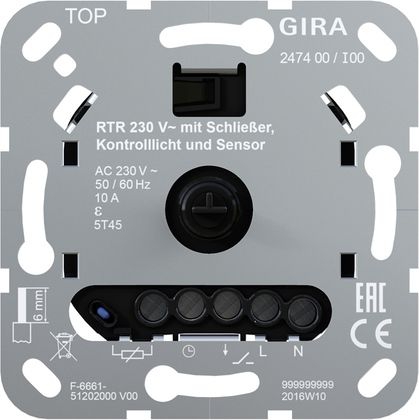 Gira 247400 Raumtemperaturregler 230 V Schließer Kontroll FBH Einsatz