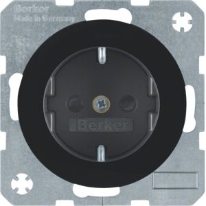 Berker 41232045 Schutzkontakt-Steckdose mit erhöhtem Berührungsschutz und Schraub-Liftklemmen R.x schwarz glänzend