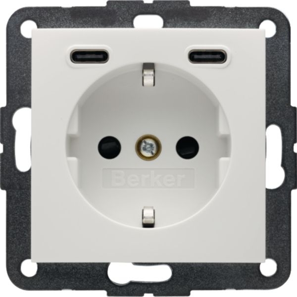 Berker 48158989 Schutzkontakt-Steckdose / USB C-C 20W, S.x/B.x, polarweiß glänzend