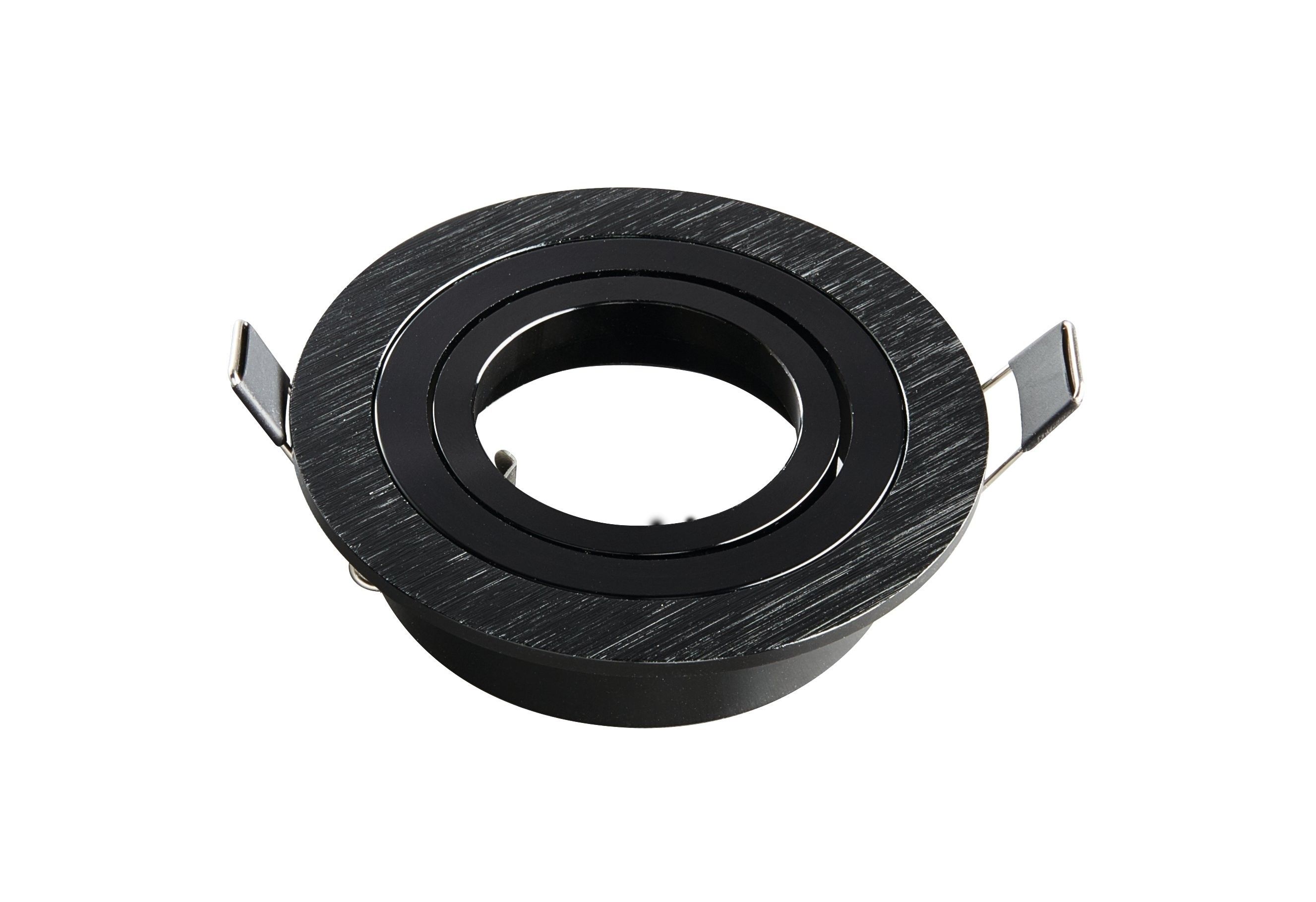 Heitronic 500595 Einbaufassung rund, GU5,3 und GU10, max. 8 W, IP 20, schwenkbar, schwarz