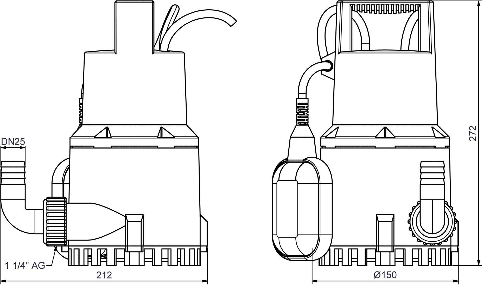 Zehnder 13013 Schmutzwasser-Tauchpumpe ZPK 30 A, 10m Kabel, 7.000l/h Fördermenge, Schwimmer Schalter