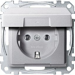 Merten MEG2311-0460 Schutzkontakt-Steckdose mit Klappdeckel, Steckklemmen, System M, aluminium