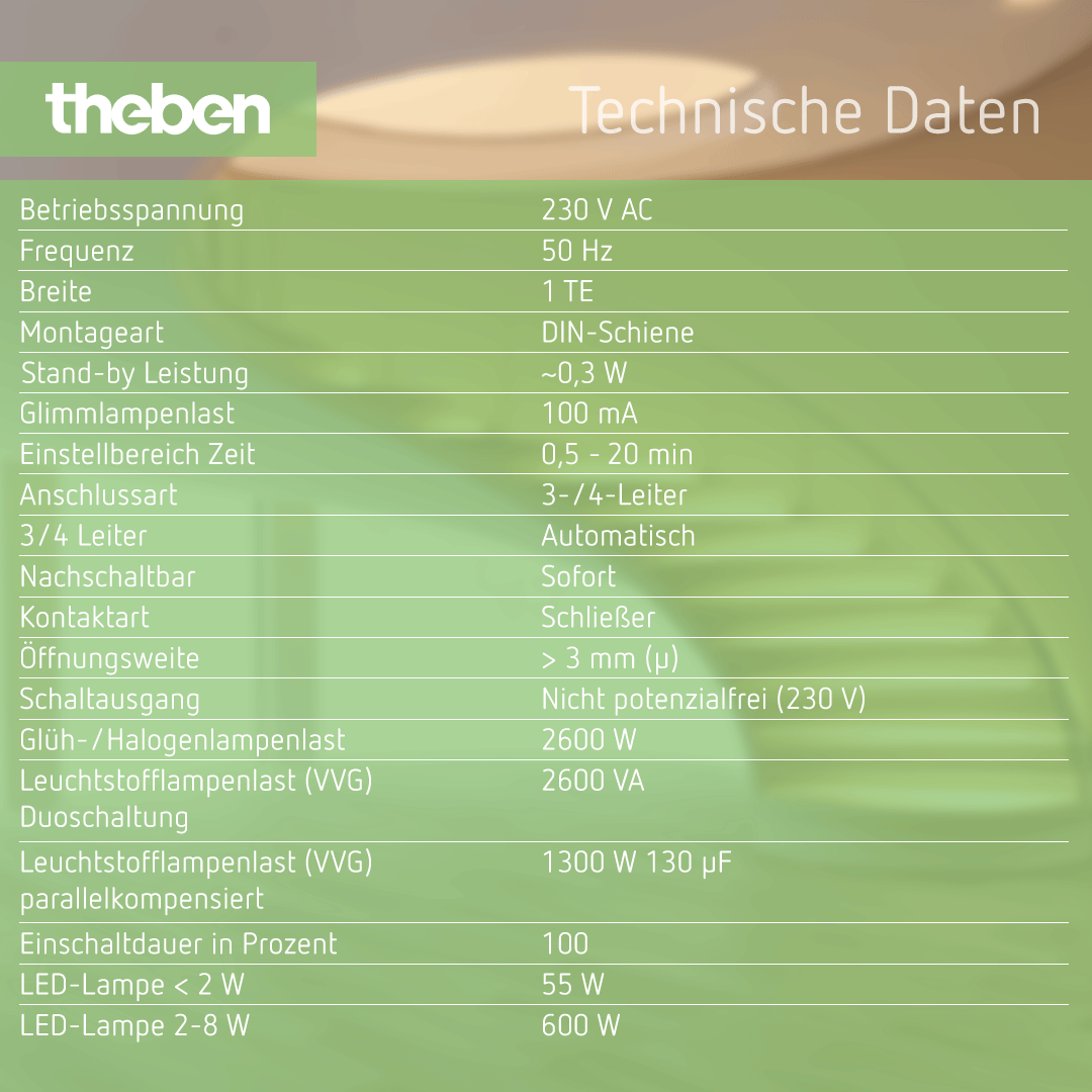 Datenblatt für Theben ELPA 6 plus Treppenlicht-Zeitschalter mit 10 Funktionen und Frontbedienung