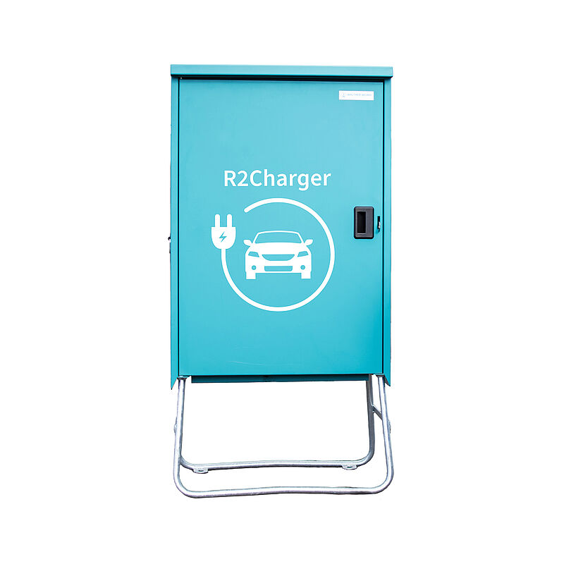 Walther 98100610 R2Charger  mit 2 Stk. Typ-2-Kupplungen, 11 kW, IP44 – Ladelösung im Stahlblechgehäuse, anschlussfertig mit MID-Zähler, Ladestation für die Baustelle