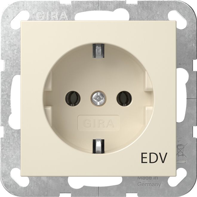 Gira 445801 Schutzkontakt-Steckdose Aufdruck EDV System 55 Cremeweiß
