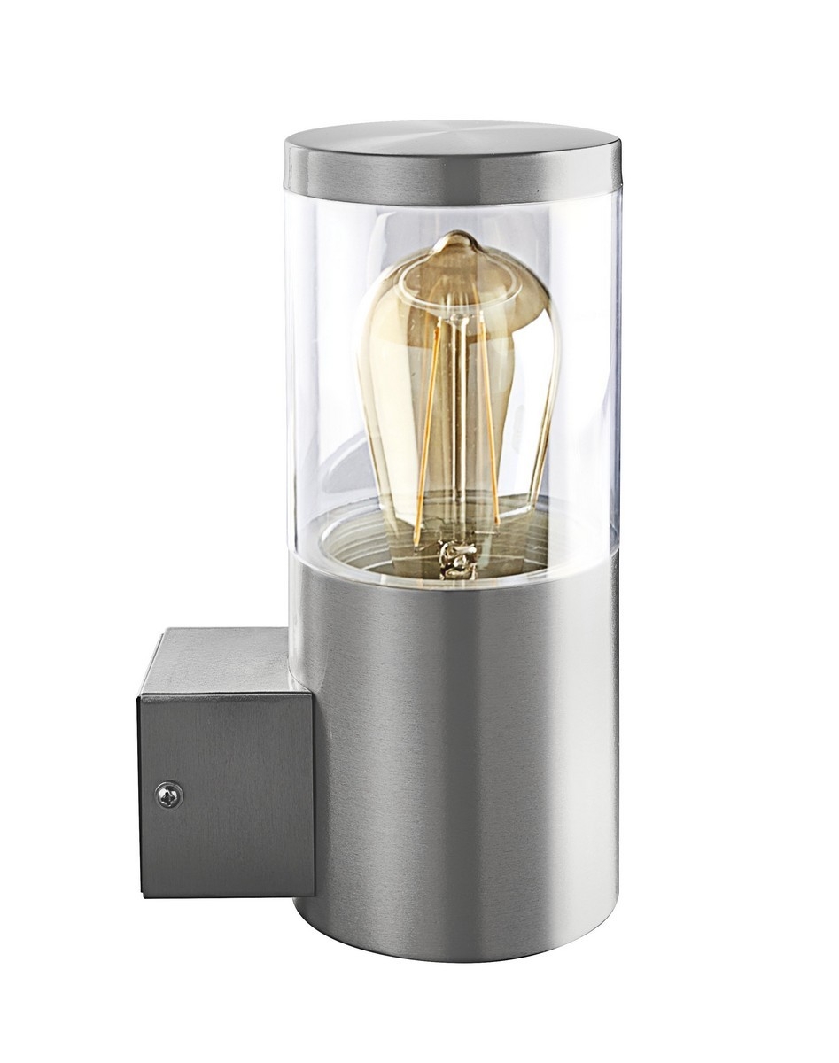 Heitronic 500681 Wandleuchte Naxos, für E27 bis max. 12 W, IP44, Höhe 230 mm, edelstahl