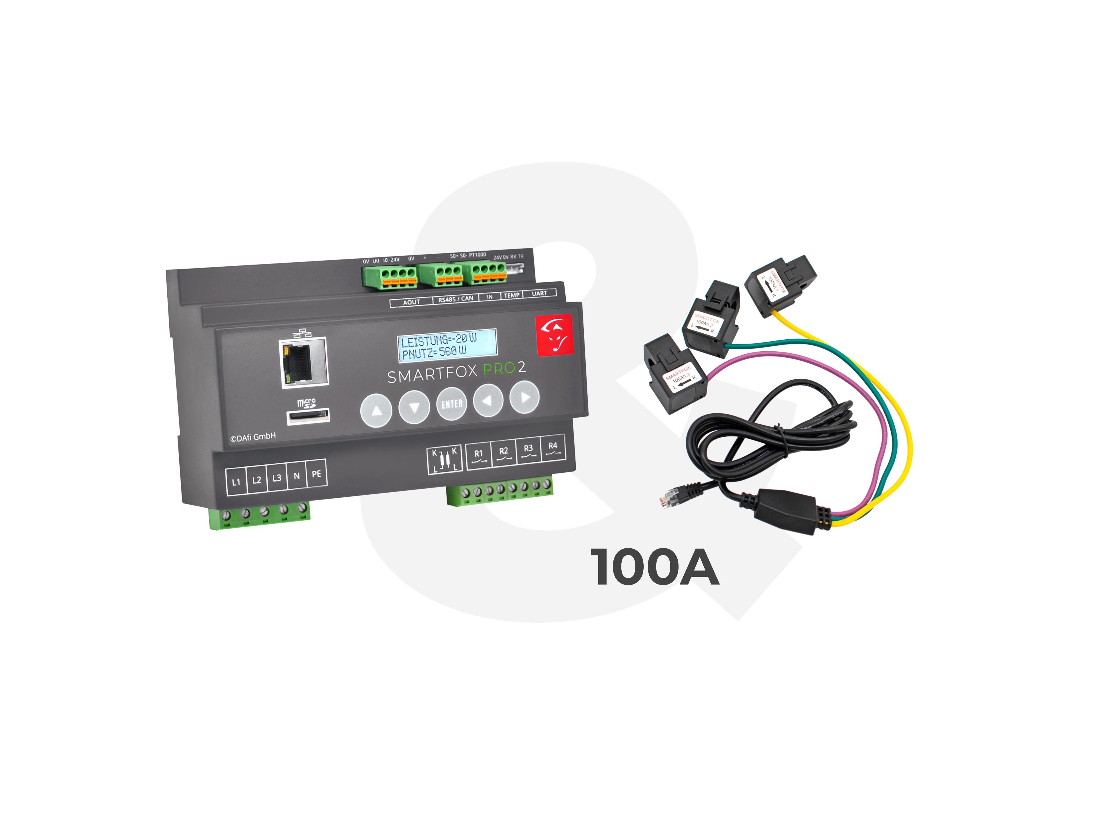 SMARTFOX PRO2 100A 0767523866390 Energiemanager inkl.Stromwandler 100A und 10 Jahre Premiummonitoring