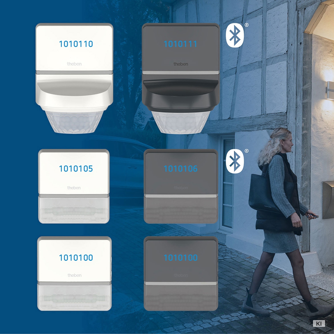 Theben 1010105 TECTA D180i Bewegungsmelder (PIR) für die Wandmontage im Außenbereich, Erfassungsbereich 180° per App einstellbar, Unterkriechschutz, Exit-On, weiß