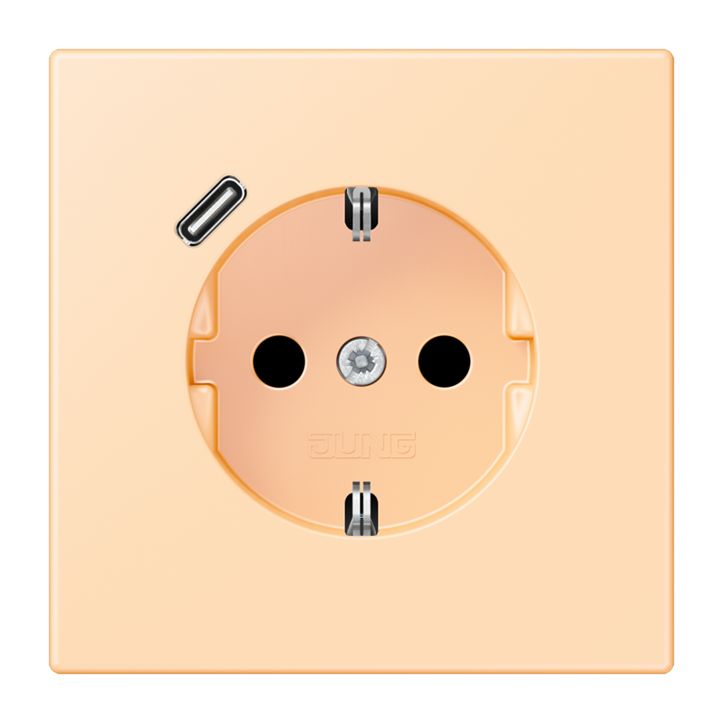 Jung LC152018C223 Schutzkontakt-Steckdose mit USB-Ladegerät Typ C, Safety+, Les Couleurs® 32060, ocre