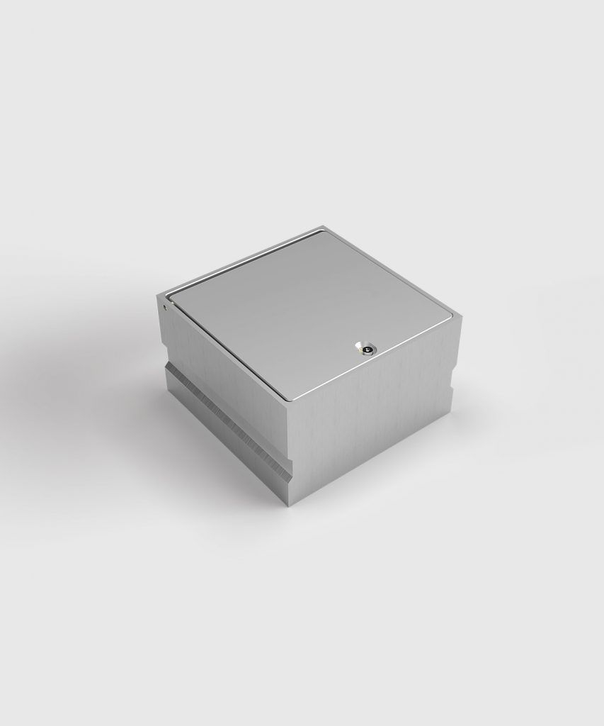 BS 8702A-2-3 Bodensteckdose, 2-fach, eckig, Klappdeckel aus Aluminium, 1x Schutzkontakt-Steckdose, 1x RJ45 2-fach