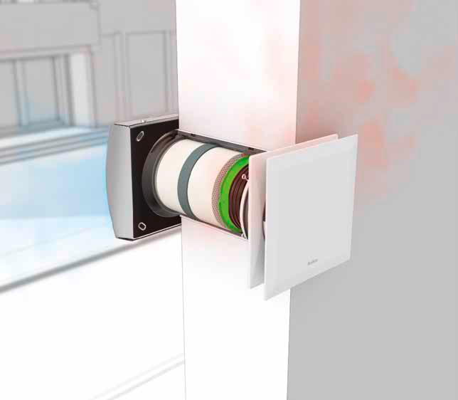 Helios KWL EC 45-160 EcoVent Verso Lüftereinheit, Dezentrales Lüftungssystem mit Wärmerückgewinnung, DN 160 mit Innenblende und Filter