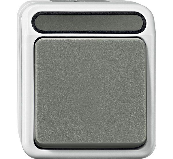 Merten MEG3116-8029 Aus/Wechselschalter, 1-polig, AQUASTAR, lichtgrau