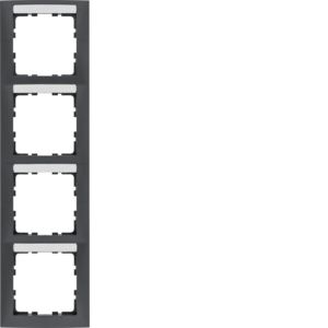 Berker 10149969 Rahmen 4-fach senkrecht, mit Beschriftungsfeld, S.1, anthrazit matt