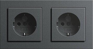 Gira 0212235 Abdeckrahmen 2-fach für flachen Einbau, Gira E2, anthrazit