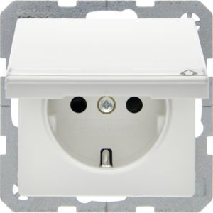 Berker 47526089 Schutzkontakt-Steckdose mit Klappdeckel, Beschriftungsfeld und erhöhtem Berührungsschutz, Q.x, polarweiß samt