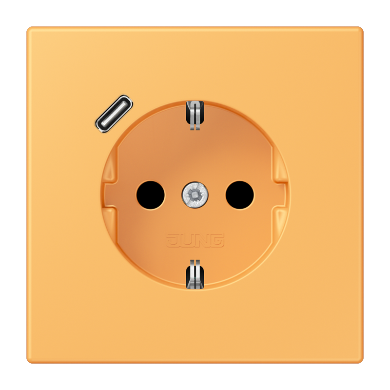 Jung LC152018C254 Schutzkontakt-Steckdose mit USB-Ladegerät Typ C, Safety+, Les Couleurs® 4320L, ocre jaune clair