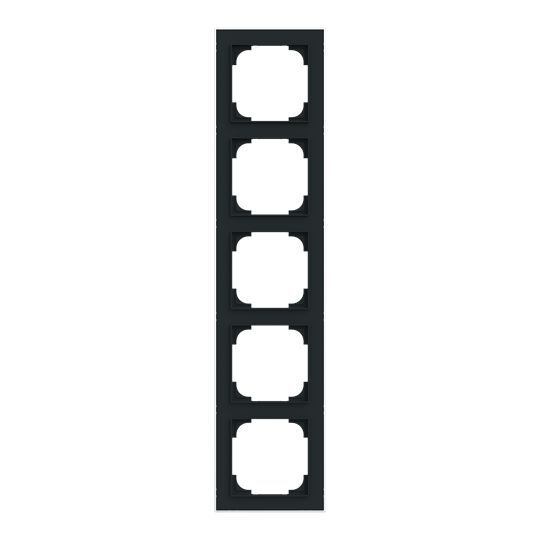 Busch-Jaeger 1725-456M Abdeckrahmen 5-fach mit Dekorring, Busch-art linear, schwarz matt / chrom matt