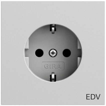 Gira 445876 Schutzkontakt-Steckdose mit Aufdruck "EDV", System 70, grau matt (lackiert)