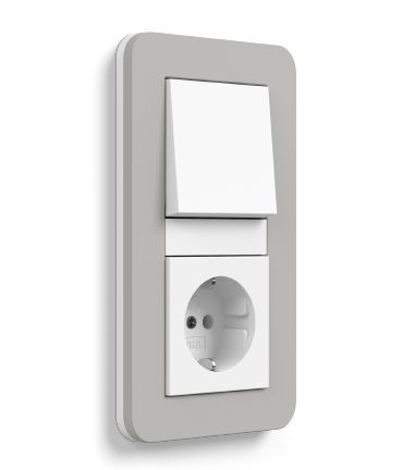 Gira 0211412 Abdeckrahmen 1-fach, Gira E3, grau Soft-Touch mit Trägerrahmen reinweiß glänzend