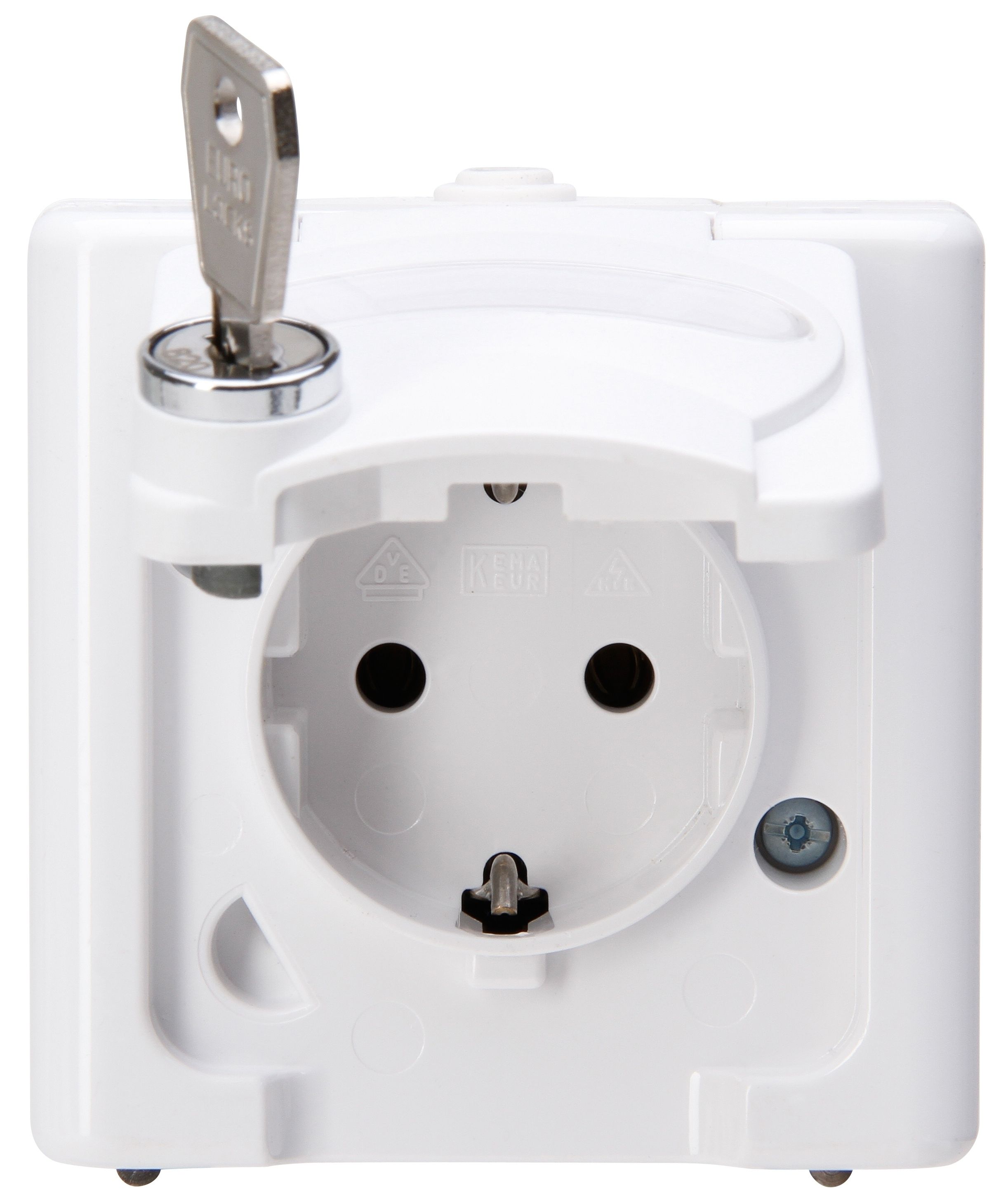 Kopp 104102002 Blue Elec. Schutzkontakt-Steckdose mit Schloß, Typ7, Aufputz IP44