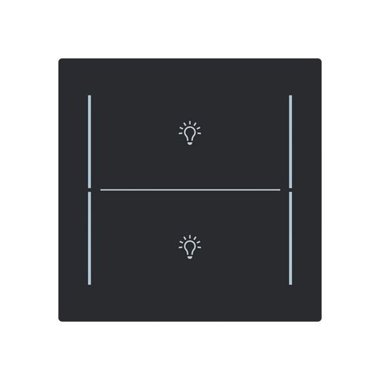 Busch-Jaeger LFBT/A.2.70.11-45m Abdeckung Taster 2-fach mit Symbol "Licht", schwarz matt, Busch-art linear, KNX