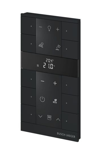 Busch-Jaeger SBR-F-10.0.11-885 Raumtemperaturregler mit Bedienfunktion, 10-fach, schwarz matt, Busch-Tenton®