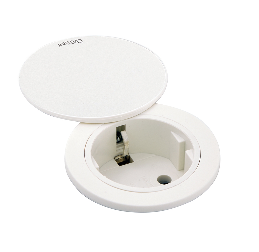 EVOline® 159280004200 One mit Drehdeckel und VDE-Steckdose, 16 A mit Berührungsschutz, Netzanschlusskabel 3 m, weiß