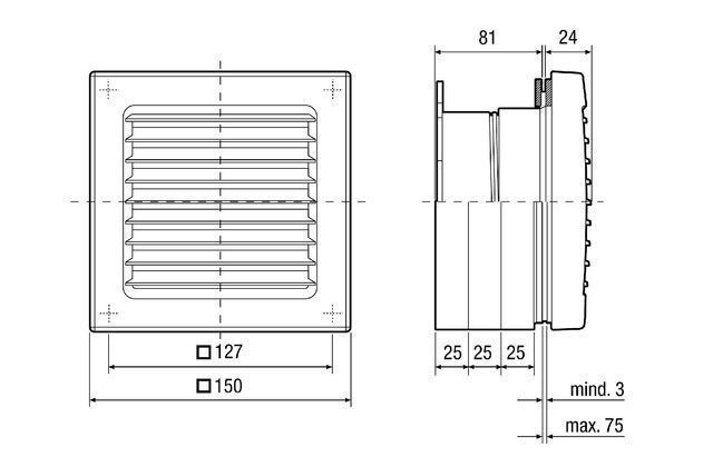 Maico FE 100/1 SG Fenstereinbausatz mit feststehendem Gitter, für ECA100 ipro