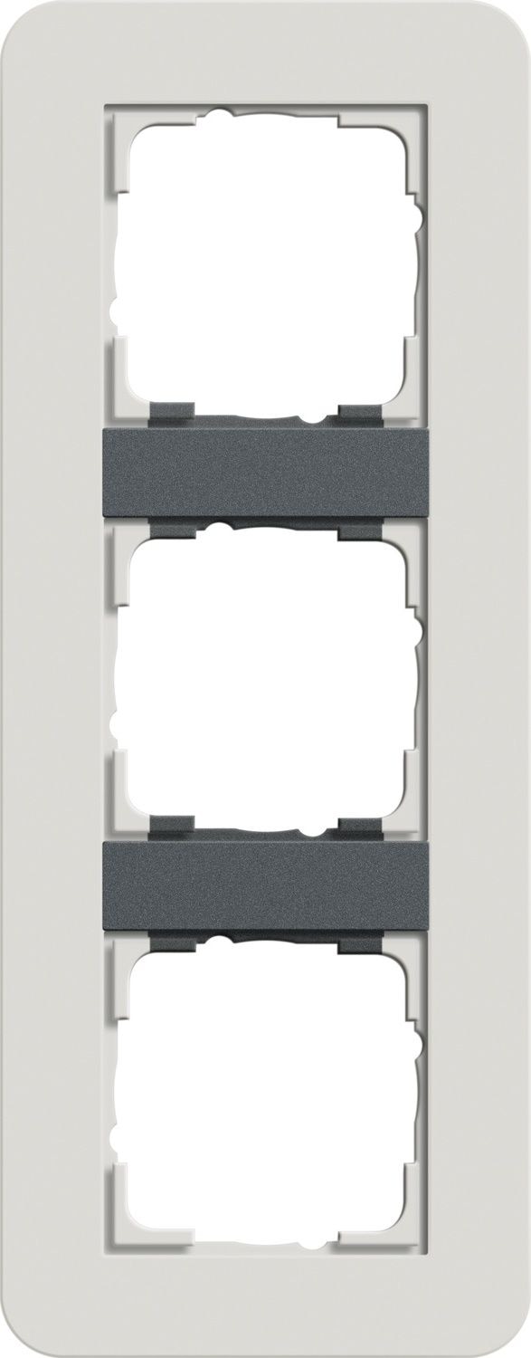 Gira 0213421 Abdeckrahmen 3-fach, Gira E3, hellgrau Soft-Touch mit Trägerrahmen anthrazit