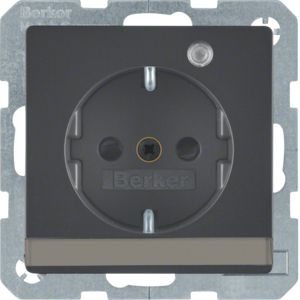 Berker 41106086 Schutzkontakt-Steckdose mit Kontroll-LED, Beschriftungsfeld und erhöhter Berührungsschutz, Q.x, anthrazit samt