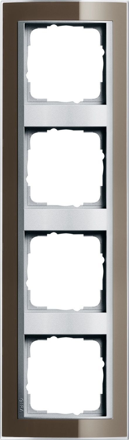 Gira 0214766 Abdeckrahmen 4-fach Zwischenrahmen Farbe alu, Gira Event, Klar braun
