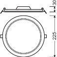 LEDVANCE Downlight flach 18W Ø210mm, warmw., nicht dimmbar