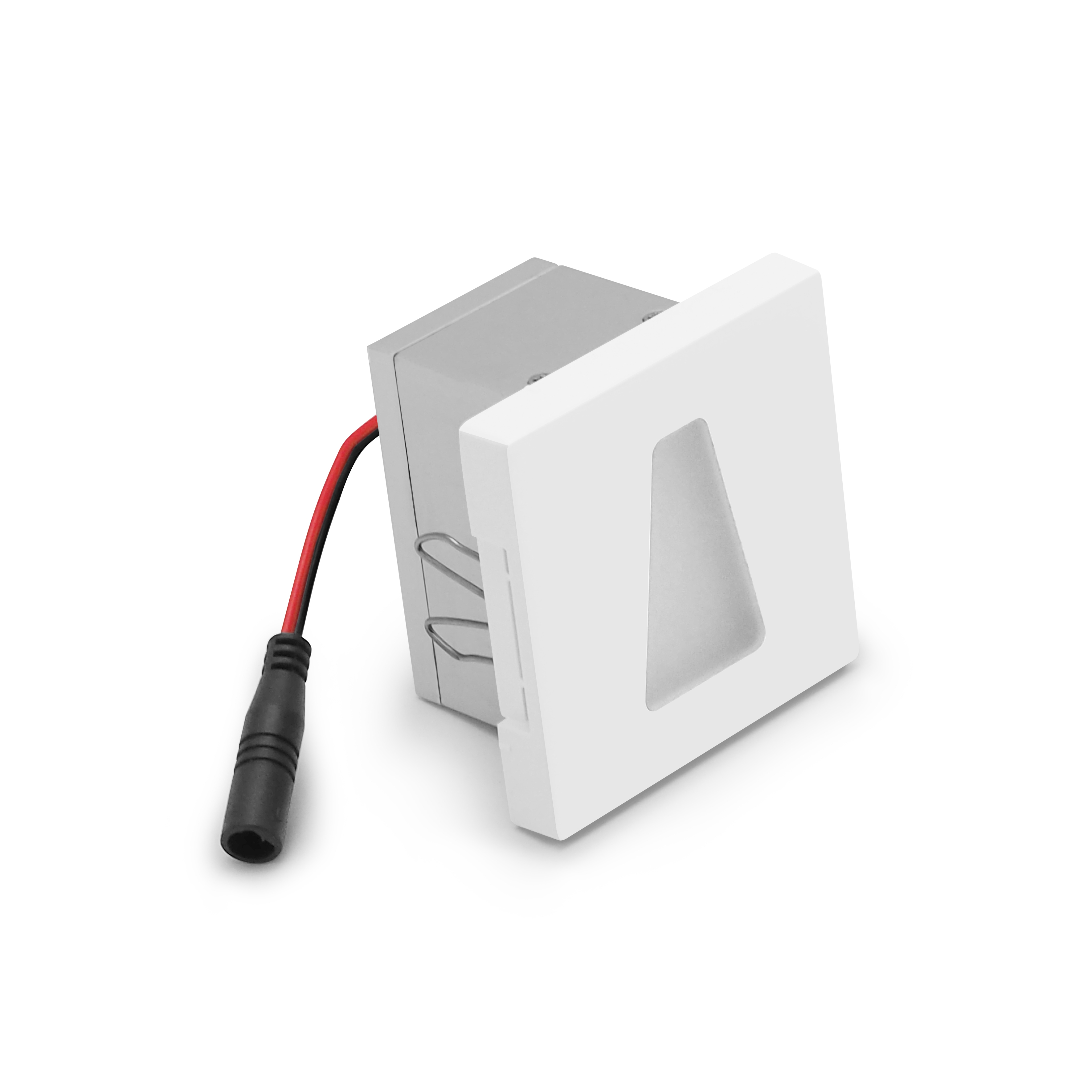 qles WET0625 Wandeinbauleuchte Trapez, für Merten System-M, beleuchtet/LED/warmweiß (3000k), Aktivweiß glänzend, brillant, IP44